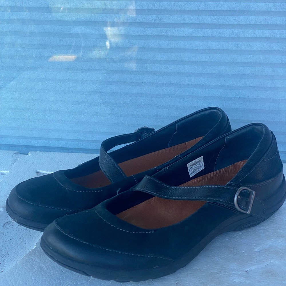 MERRELL Women’s Black Leather mary jane Sandals Size 9.5 - Picture 11 of 16